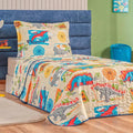 Colcha Cobre Leito Solteiro Infantil Tecido Dupla Face - Menino
