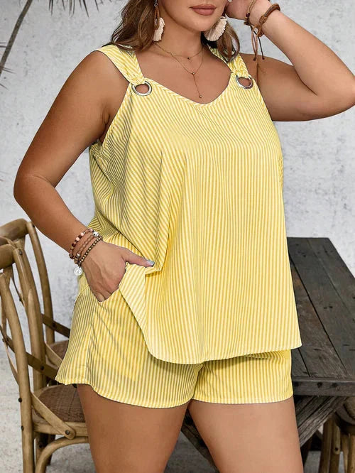 Conjunto com Top Regata e Shorts Plus Size - Cinthia