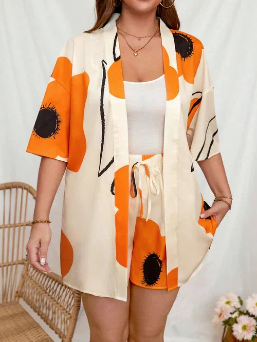 Conjunto de Quimono e Shorts Plus Size - Louise