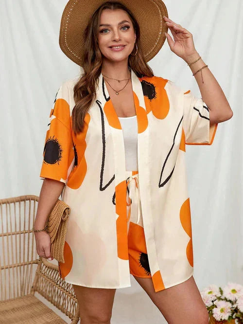 Conjunto de Quimono e Shorts Plus Size - Louise