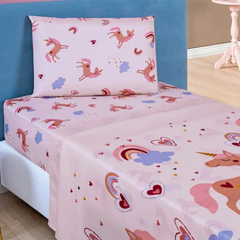 Jogo De Cama Lençol Kids Solteiro Infantil Com 03 Peças Estampado