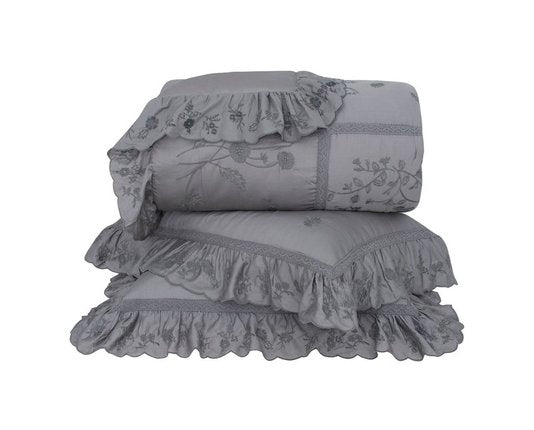 Kit 03 Peças Colcha Buddemeyer Luxus Cinza Moon