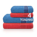 Kit Jogo De Toalhas Banho E Rosto 4pcs Duo Algodao Cores Camesa